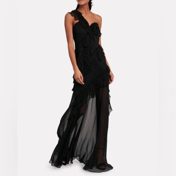 AMUR Black One-Shoulder Maxi Dress - Picture 6 of 16